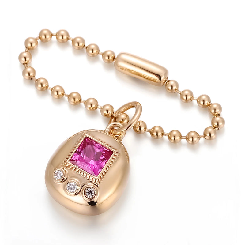 Tamagotchi Pendant – 925 Silver Princess-Cut VVS Moissanite Design for Men & Women