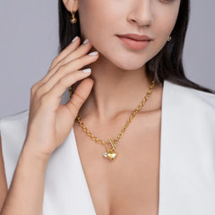 JIUZUAN 18K Gold Plated 925 Silver Heart Pendant Necklace – VVS Moissanite Design with GRA Certification