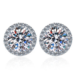 Moissanite VVS1  Round cut Earrings 925 Sterling Silver