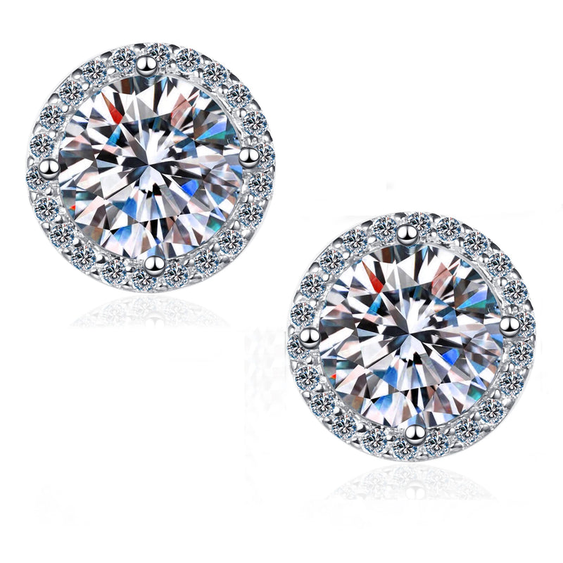 Moissanite VVS1  Round cut Earrings 925 Sterling Silver