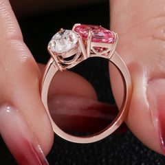 Pink 14K–18K Gold 1CT Emerald-Cut VVS Moissanite Flower Halo Engagement Ring