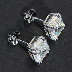 8CTTW Emerald/Radiant Cut Moissanite Stud Earrings for Women Luxury D Color Moissanite Diamond Earrings S925 Silver Jewelry GRA