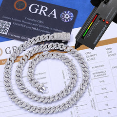ICEBLING 925 Silver Moissanite 8mm Prong Cuban Link Chain Iced Out Pass Diamond Tester Single Row VVS Necklace Jewelry