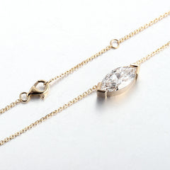 Solid Gold Marquise 10K–14K -Cut 2CT VVS Moissanite Solitaire Pendant Necklace