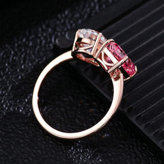 Pink 14K–18K Gold 1CT Emerald-Cut VVS Moissanite Flower Halo Engagement Ring