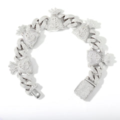 TUHE 925 Sterling Silver Fortune Bag Bracelet – Unisex VVS Moissanite Chain Design