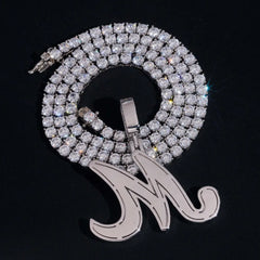 S925 Silver Moissanite M Letter Pendant