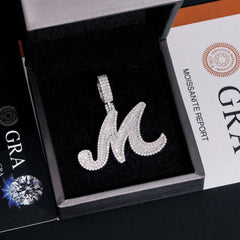 S925 Silver Moissanite M Letter Pendant