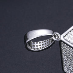 Glowing Dice VVS Moissanite Pendant – 925 Sterling Silver Iced-Out Necklace for Men