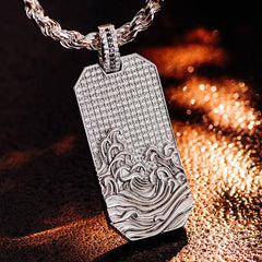 Provence Rectangular VVS Moissanite Pendant – Custom 925 Sterling Silver Necklace for Men