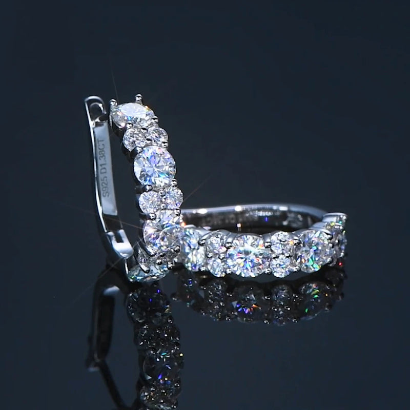 2.76ctw D-Color Moissanite Hoop Earrings in 925 Sterling Silver