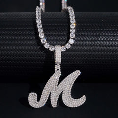 S925 Silver Moissanite M Letter Pendant