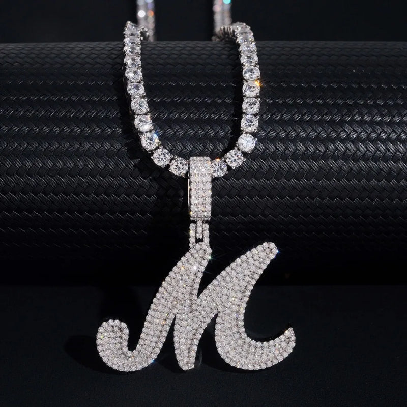 S925 Silver Moissanite M Letter Pendant