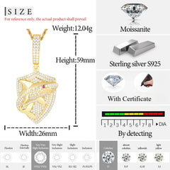 TUHE Unisex High Quality VVS1 Moissanite Iced Out Shark Pendant 18k electroplating For Men Women Hip Hop Jewelry Gift