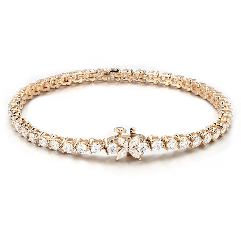 Solid Gold Marquise 10K–14K -Cut 2CT VVS Moissanite Solitaire Bracelet