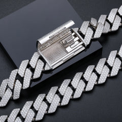 23mm Moissanite Cuban Link Full Diamond  GRA Solid 925 Sterling Silver
