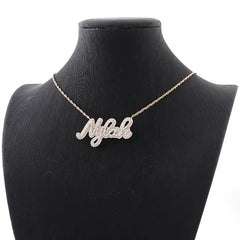 Provence 10K–14K Solid Gold Twist Chain Necklace – Custom VVS Moissanite Name Pendant