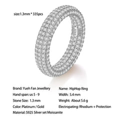 Full moissanite S925 ring, hiphop style high end silver ring with GRA certificate suitable for banquets parties bars giving gift