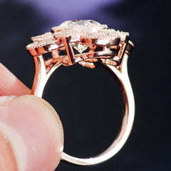 Provence 14K Solid Rose Gold Flower Ring – 4CT G Color VVS Moissanite Wedding & Engagement Design