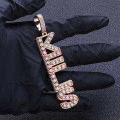 Design Your Own Big Letter Pendant – VVS Moissanite Charm Necklace for Men & Women