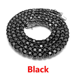 Hiphop 3-4mm Golden Yellow Moissanite Tennis Chain Bracelet Necklace S925 Silver Blue Moissanite Diamond Link Necklace Gift