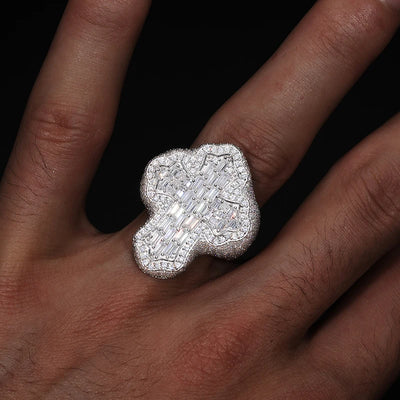 Baguette VVS1 Moissanite Cross Ring in 925 Silver