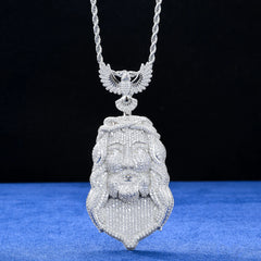 Full Iced Out Bling Moissanite Jesus Head Pendant For Men Big Religious Jesus Christ Necklace Hip Hop Christian Rock Rapper Jewe