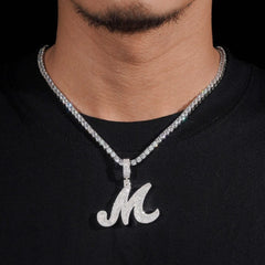 S925 Silver Moissanite M Letter Pendant