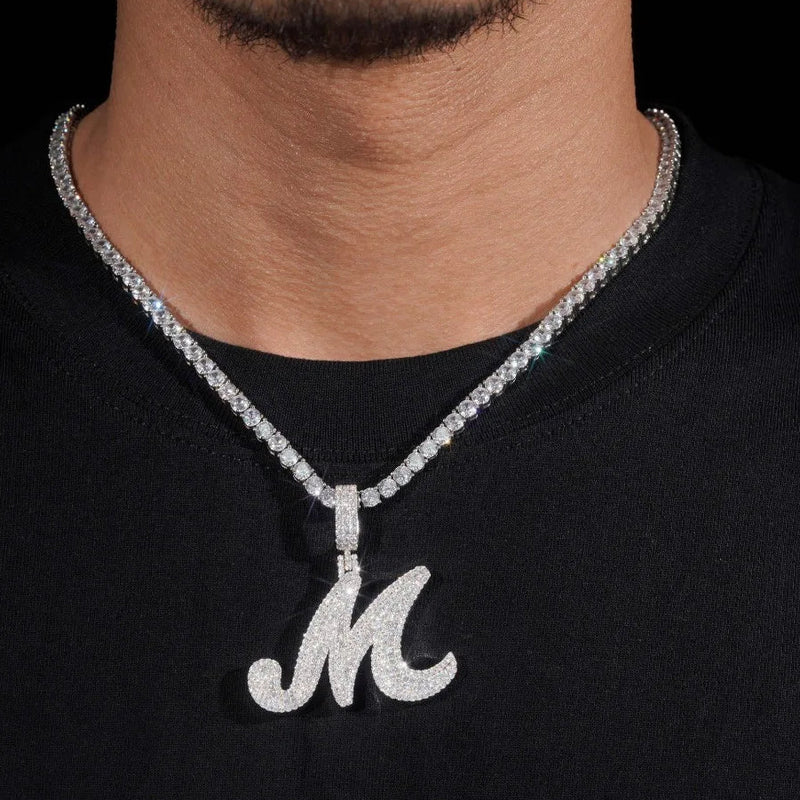 VZ S925 Silver Moissanite M Letter Pendant