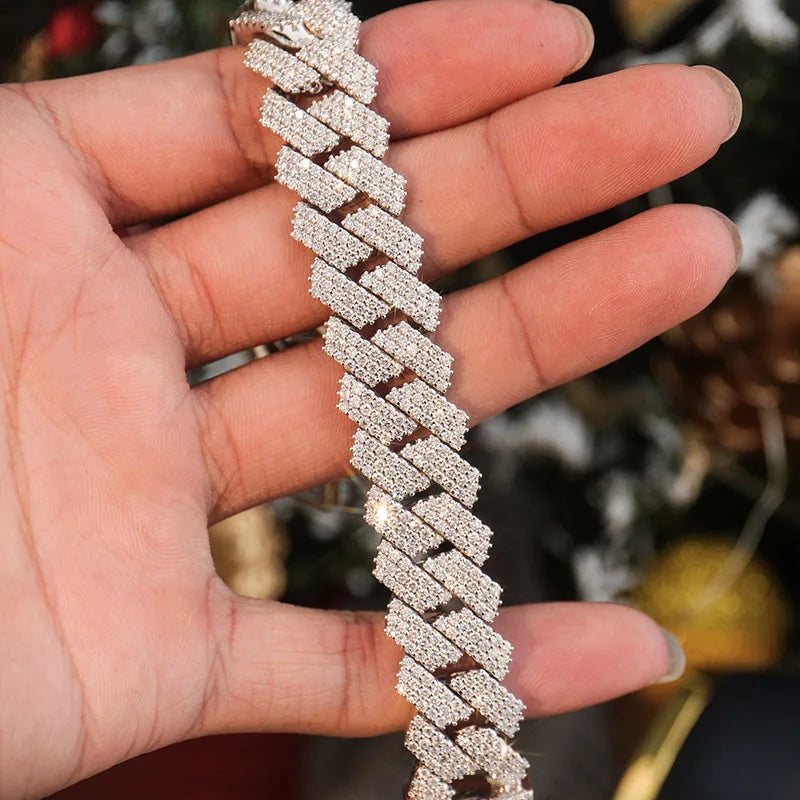 Provence 10K White Gold Cuban Link Bracelet – VVS Moissanite Custom Design for Men