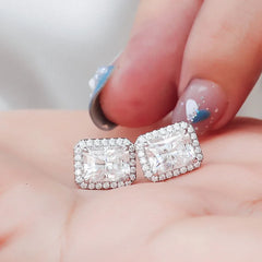 Elegant 18K Octagon Earrings, – 2CT Pear-Cut VVS Moissanite Pendant