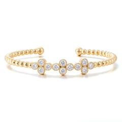 Gold Moissanite Bangle Bracelet 10K–18K – Round-Cut D Color VVS Stones with GRA Certification