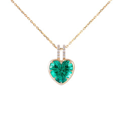 Gold Heart Pendant Necklace 10K–14K Solid – VVS Moissanite Centerpiece