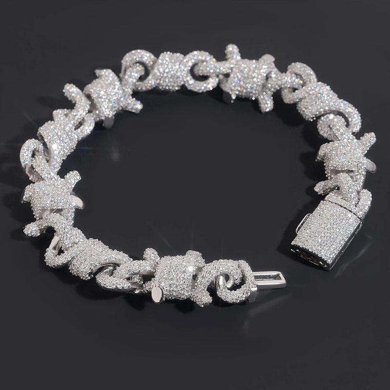 15mm Rope & Cuban Link Chain – 925 Silver VVS Moissanite Iced-Out Necklace with GRA Certification