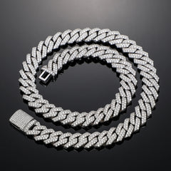14mm S925 Sterling Silver VVS1 Moissanite Diamond Cuban Link Chain Necklace