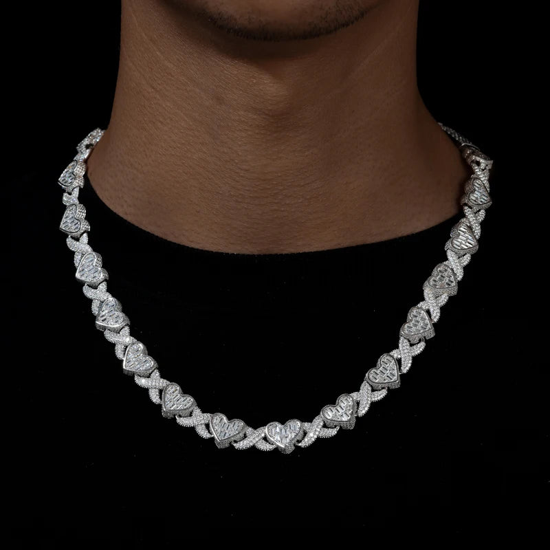 TUHE 925 Silver Heart Necklace Unisex VVS1 Moissanite Design