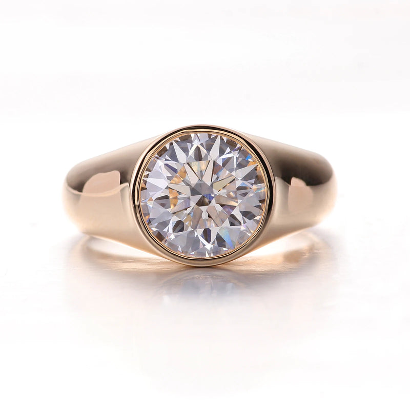 rovence 14K–18K Solid Gold Men’s Ring – 5CT VVS Moissanite Classic Solitaire Wedding & Engagement Band