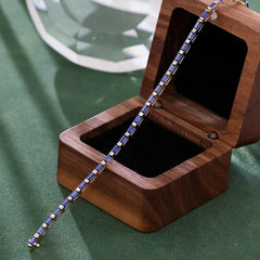 Solid Gold Tennis Bracelet 10K–14K – Baguette-Cut VVS Moissanite Design