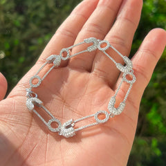 Paper Clip Bracelet – 7.5-Inch Round-Cut VVS Moissanite Chain for Women