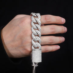 20mm Moissanite Cuban Link Bracelet – 10K/14K/18K Gold