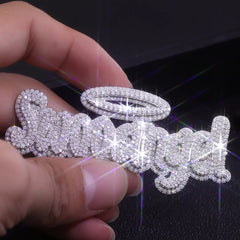 Custom 3D Baguette Letter Pendant – 925 Silver DEF/VS VVS Moissanite Nameplate Necklace