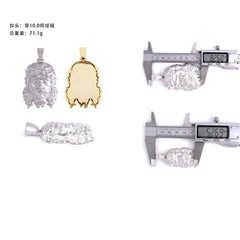 Jesus Pendant VVS Moissanite Sandblast t – 925 Silver