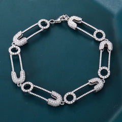 Paper Clip Bracelet – 7.5-Inch Round-Cut VVS Moissanite Chain for Women