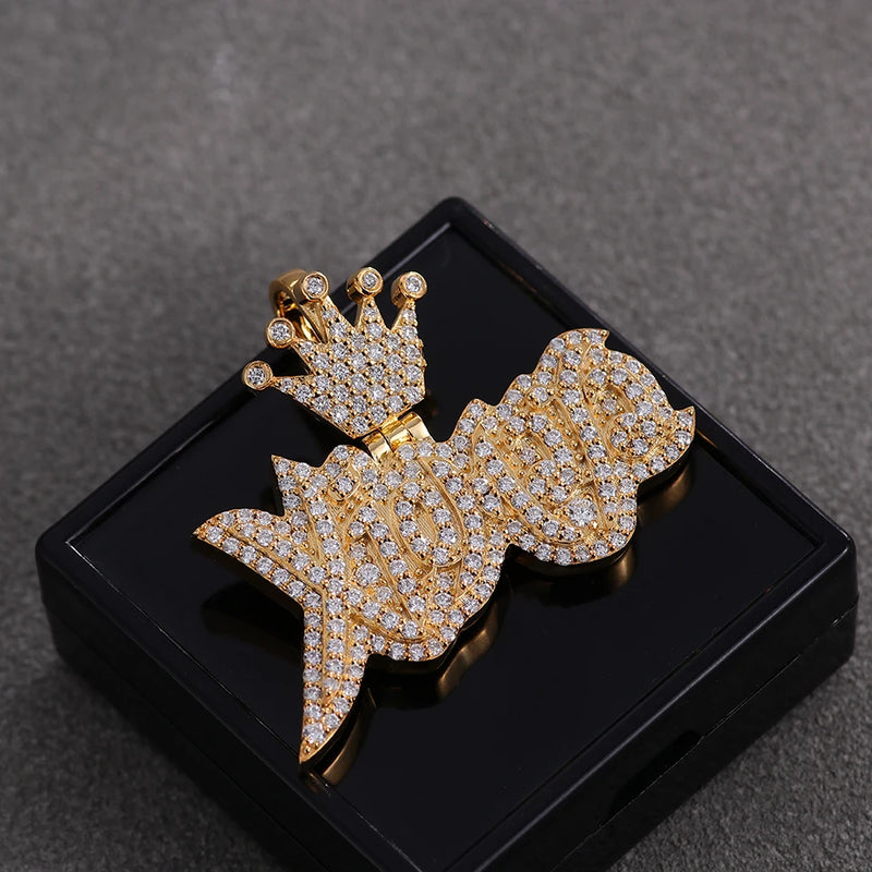 Provence Custom 925 Silver Letter Pendant – VVS Moissanite Iced-Out Necklace for Men