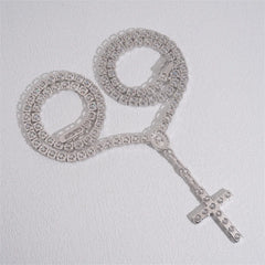 VVS Moissanite Cross Pendant with Tennis Link Chain – 3mm 925 Silver