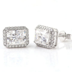 Elegant 18K Octagon Earrings, – 2CT Pear-Cut VVS Moissanite Pendant