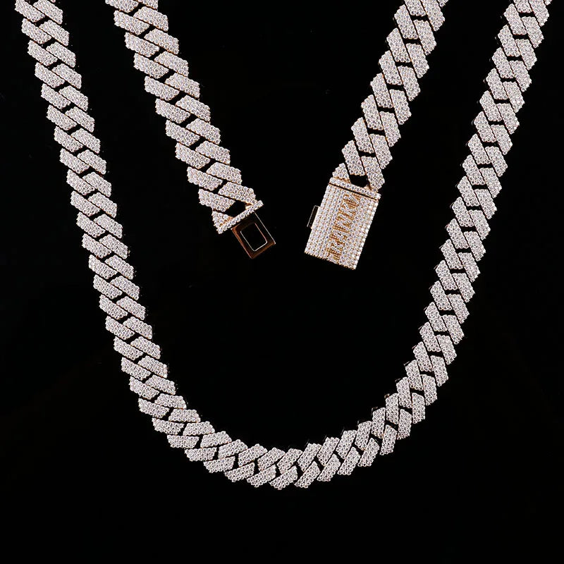 10K Gold 15mm Miami Cuban Link Chain – VVS Moissanite Choker Necklace for Men & Women