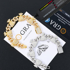 TUHE 925 Sterling Silver Fortune Bag Bracelet – Unisex VVS Moissanite Chain Design