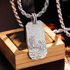 Provence Rectangular VVS Moissanite Pendant – Custom 925 Sterling Silver Necklace for Men