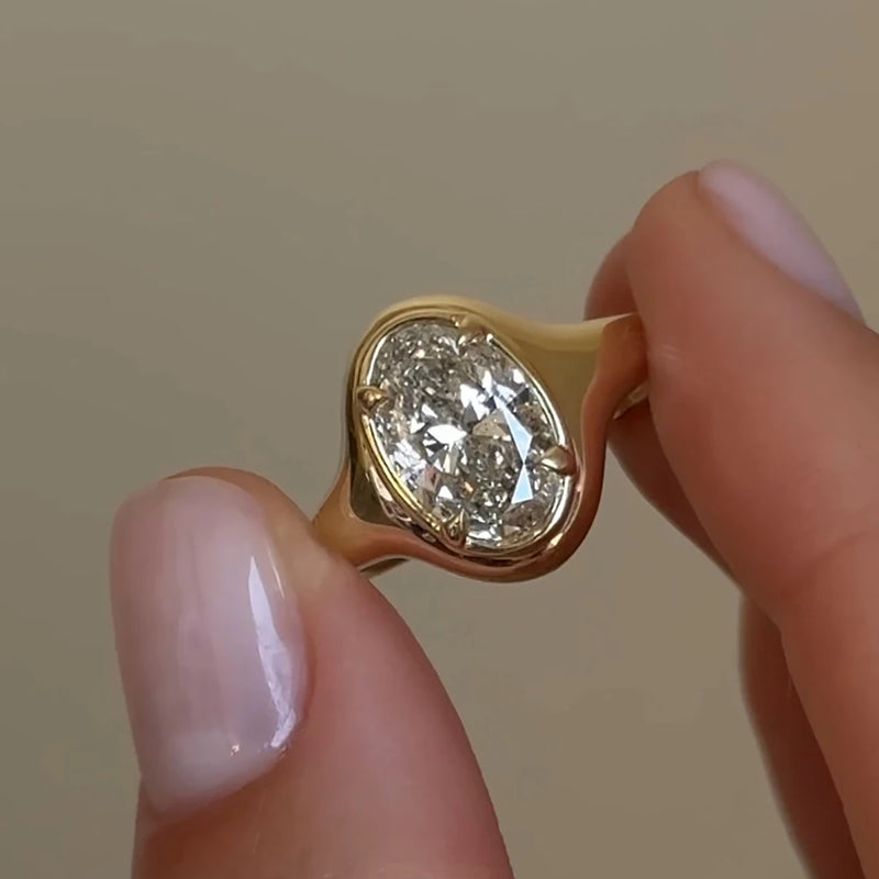 Custom S925/9K/10K/14K/18K/PT950 Super Simple Design Oval Moissanite Engagement Rings Daily Rings